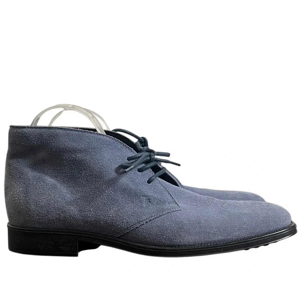 Tod's Gray Suede Chukka Boots sz 9 Preppy Academia Classic Lace Up Made in Italy